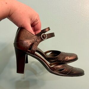 VTG Franco Sarto Women’s Mary Jane Pump Ankle Strap Y2K Style Size 6.5 Bronze